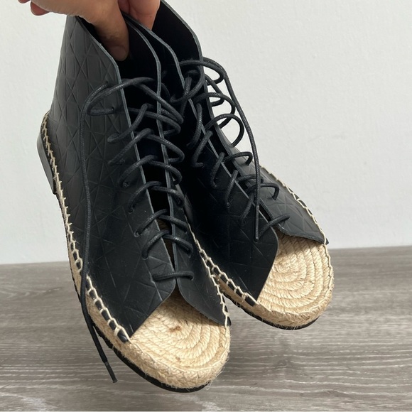 New Miista Imogen Peep Toe Leather Espadrilles Size 37​ - Picture 11 of 12